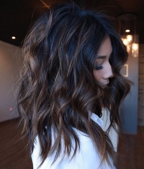 Black And Brown Hair Color, Dark Summer Hair, Balayage Long Hair, Black Hair Balayage, Blond Balayage, Balayage Hair Dark, Vlasové Trendy, Color Season, Brunette Balayage Hair