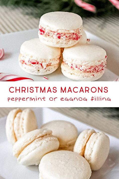 Christmas Macaroons, Peppermint Macarons, Macarons Recipe Easy, French Macaroon Recipes, Christmas Macarons, Macaroon Cookies, Dairy Free Cookies, Macaron Flavors, Macaron Cookies