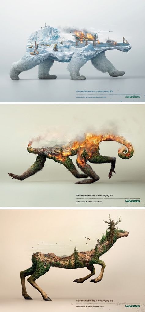 Save Nature Campaign Ad : DesignPorn Ako Kresliť, Different Pictures, Awareness Poster, Nature Conservation, Wow Art, Arte Animal, Pics Art, Double Exposure, An Animal