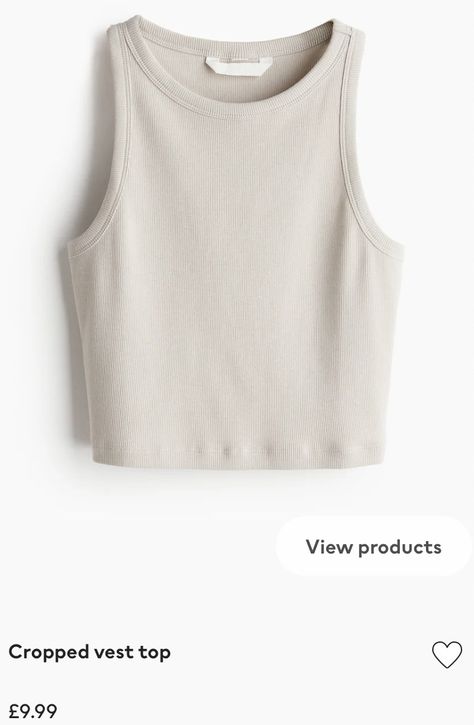 H&m Clothes Women, Beige Tank Top, Beige Crop Tops, H&m Fashion, Tank Crop Top, Winter Inspiration, Vest Crop Top, H&m Crop Top, Cropped Vest