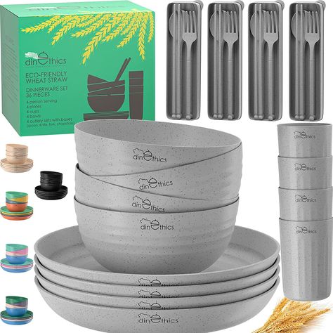 PRICES MAY VARY. ROUND EDGED, STACKABLE & NON STAINABLE : Our Lightweight Dinnerware Set Is Hassle Free, Stackable & Space Efficient. These Dorm Kitchen Essentials aka Rv Dinnerware Sets Are Easy To Wash, Stain Resistant & Travel Friendly Providing The Absolute Value For Money. NON-TOXIC KIDS DISH SET : The Wheat Straw Plates And Wheat Straw Bowls Are Made Up Of “wheat Straws Fibres + Pp”, And 100% Bpa Free. The Tasteless And Odorless Food Contact Material Encourages A Healthy Living For Conscio Bamboo Dinnerware Set, Rv Dishes, Rustic Dinnerware Sets Cheaper, Wheat Straw Dinnerware, Dish Sets Dinnerware, Modern Plates Set Dinnerware Bed Bath & Beyond, Camping Dinnerware, Plastic Dinnerware Sets, Grey Dinnerware Bed Bath & Beyond