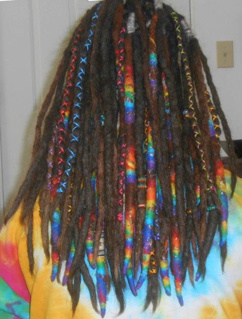 199283_10151438045528327_184780968_n Rainbow Hair Wrap, Rainbow Dreadlocks, Dreadlock Wraps, Hair Wraps Thread, Hair Braid Wrap, Hair Thread, Yarn Dreads, Alternative Hairstyles, Princess Leia Hair