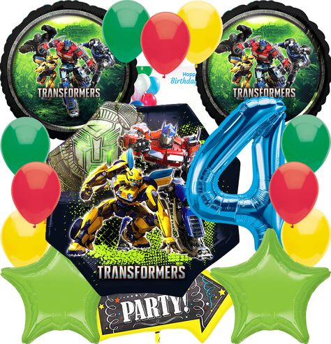 PRICES MAY VARY. BIRTHDAY PARTY DECORATIONS - This bundle set of bulk décor is perfect for birthday parties for boys and girls and can be used at home, school, nursery, the park, or any party venue. Use these balloons as decoration and party favors to send home with guests PACKAGE INCLUSION - This set comes with 7 foil balloons, 9 latex balloons, and 1 birthday card INFLATE WITH HELIUM OR AIR - These balloons can be inflated with a helium inflator (to float) or with air using a balloon air infla Transformers Rise Of The Beast, Character Balloons, Transformers Birthday, Transformer Party, Transformer Birthday, 1st Birthday Cards, 1 Birthday, Miniature Gift, Boy Birthday Parties