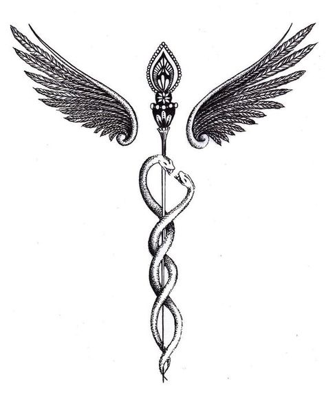 Cadeuces Tattoo, Healer Tattoo, Kundalini Tattoo, Medical Tattoo Nurse, Medical Tattoos, Hermes Tattoo, Caduceus Tattoo, Angela Ziegler, Medical Tattoo