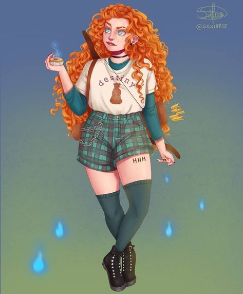 art by @silviarte on insta. Modern Merida, Merida From Brave, Pixar Animated Movies, Disney Princess Challenge, Naomi Lord, Modern Day Disney, Disney Royalty, Disney Modern, Royalty Art