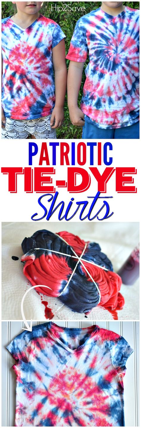 Easy Patriotic Tie-Dye Shirts – Hip2Save Patriotic Tie Dye Shirts, Patriotic Tie Dye, Diy Tie Dye, Tie Dye Tutorial, Tie Dye Shirts Patterns, Ty Dye, Tie Dye Patterns Diy, Diy Tie Dye Shirts, Shirt Tutorial