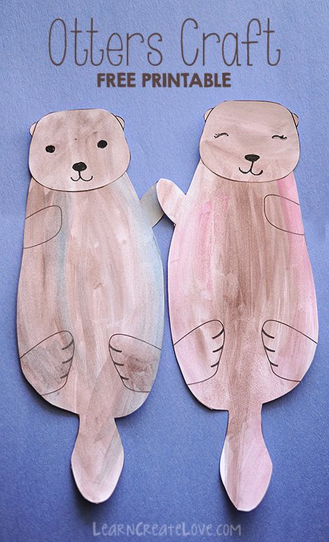 Printable Otters Craft Otter Habitat Project, River Otter Craft, Otter Crafts Kids, Letter O Crafts For Preschoolers Otter, Sea Otter Craft Preschool, Sea Otter Craft, Otter Habitat, Sea Otter Art, Two Otters