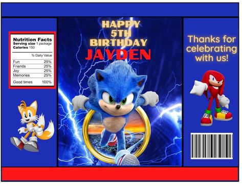 Sonic Birthday Parties, Sonic Party, Sonic Birthday, Spiderman Party, Man Party, Party Pack, Chip Bags, Diy Cricut, Birthday Invite