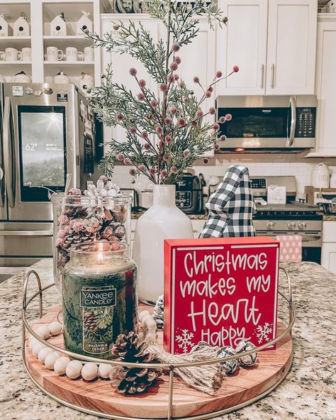 Lazy Susan Decorating Ideas On Table Christmas, 2 Tier Stand Decor Kitchen, Christmas Counter Centerpiece, Decorative Tray Christmas, Breakfast Table Christmas Decor, Kitchen Counter Holiday Decor, Christmas Tray Decor Ideas Rectangle, Christmas Lazy Susan Decor, Christmas Decor Ideas Kitchen Island