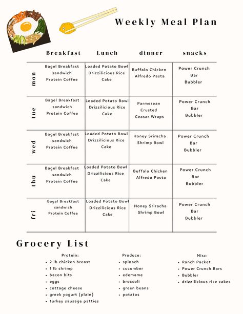 Easy Meal Prep Ideas, Healthy Weekly Meal Plan, Easy Meal Prep Lunches, Meal Schedule, Meal Prep Planner, Meal Planning Menus, Daily Meal Plan, Meal Prep For Beginners, Meal Prep Plans