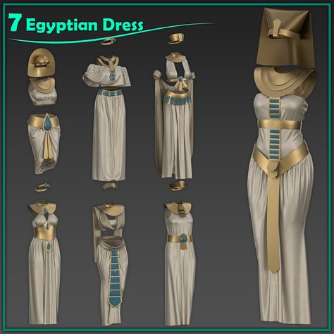 7 Egyptian dress, Sahar khazeni on ArtStation at https://www.artstation.com/artwork/Ovmd3v Egyptian Accessories Diy, Sims 4 Cc Egyptian Clothes, Egyptian Culture Clothing, Egyptian Outfit Ideas, Ancient Egypt Dress, Egyptian Clothing Women, Egyptian Traditional Clothing, Egypt Clothing, Egyptian Pantheon