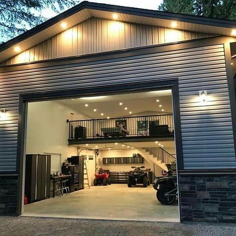 Workshop Organisation, Barn Exterior, Plan Garage, Man Garage, Garage Loft, Dream Car Garage, Barn Garage, Barndominium Floor Plans, Casa Vintage