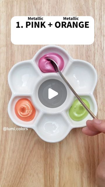 Acrylic Mixing Colors, How To Mix Paint Colors, Satisfying Art, Paint Mixing, Mixing Colors, Color Blending, Pink Orange, Pink And Orange, Paint Colors