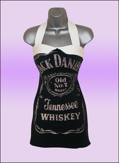 Jack Daniels Tshirt, T Shirt Reconstruction, Dress Upcycle, Whiskey Girl, Dress Tutorial, Cute Aprons, 50s Style, Jack Daniels Whiskey, 50s Dresses