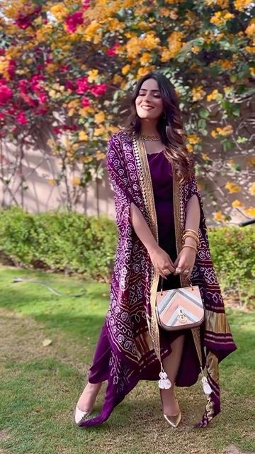 creativecraftlabel on Instagram Shurg Dresses, Saree Reuse, Kurti Styles, Bandhej Saree, Mehendi Decor, Trendy Outfits Indian, Outfits Indian, Saree Gown, Outfits Woman