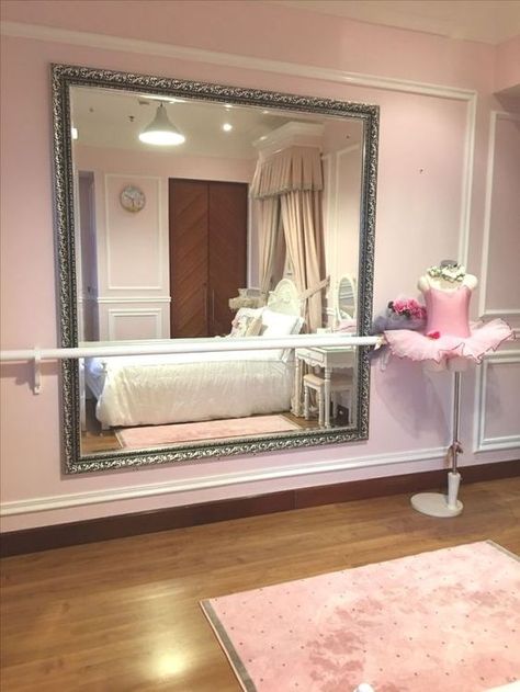 Ballet Bar In Bedroom, Dance Theme Bedroom, Ballerina Themed Bedroom, Ballet Bar In Girls Room, Ballet Themed Bedroom, Ballerina Room Ideas, Ballerina Bedroom Ideas, Girls Ballerina Bedroom, Nursery Ballerina