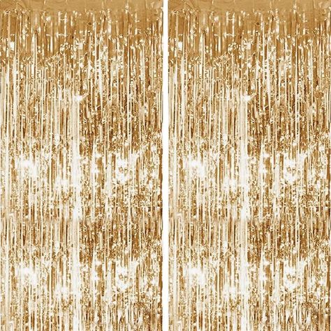 2pcs 3.2ft x 6.5ft Foil Curtain Decorations,Champagne Gold Tinsel Foil Fringe Curtains Streamers Backdrop for Birthday Graduation Wedding Engagement Bridal Shower Bachelorette Holiday Party Decoration: Amazon.co.uk: Home & Kitchen Streamers Backdrop, Glitter Curtains, Fringe Curtains, Rose Birthday, Backdrop For Birthday, Streamer Backdrop, Foil Curtain, Wedding Background Decoration, Rosé Birthday