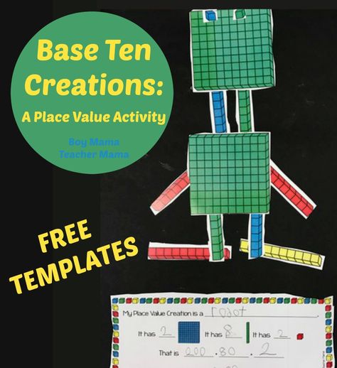 FREE Base Ten Blocks Creations: A Place Value Activity Base 10 Block Activities, Base Ten Blocks Activities, Robot Printable, Base 10 Blocks, Place Value Activities, Base Ten Blocks, Math Graphic Organizers, Math Place Value, Base Ten