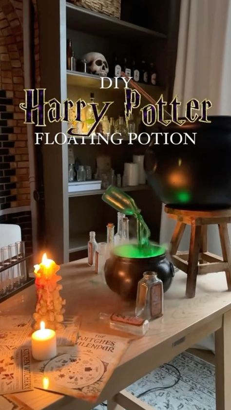 Harry Potter Floating Potion, Floating Potion Cauldron, Harry Potter House Decor, Harry Potter Cauldron, Slytherin Bedroom, Diy Water Pump, Harry Potter Halloween Decorations, Go Viral On Tiktok, How To Make Water