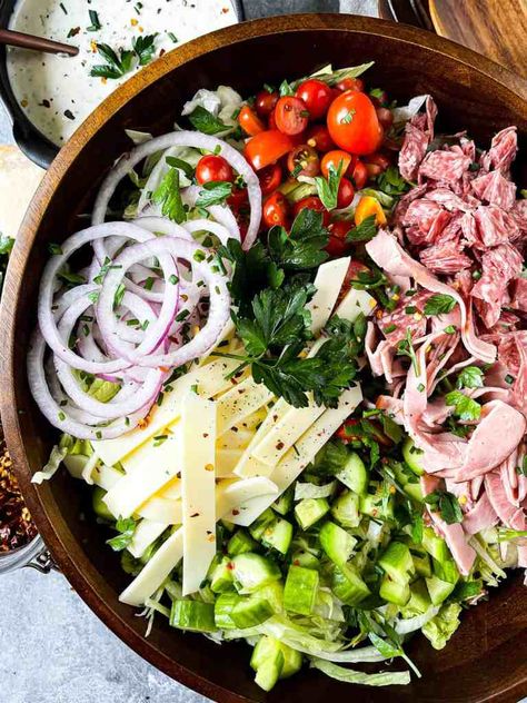 Creamy Italian Chopped Salad, Big Chopped Salad, Big Salads For Dinner, Big Salads, Grinder Salad, Chopped Salad Recipes, Weekly Meals, Vegetarian Salads, Diet Meals