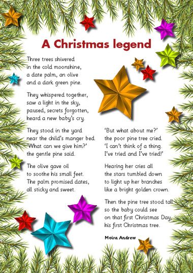 Christmas Poems | Christmas Poems – teaching resource - Scholastic Short Christmas Stories For Kids, Legend Of The Christmas Tree, Christmas Tree Poem, Christmas Legends, Christmas Stories For Kids, Christmas Poem, Christmas Verses, Christmas Sayings, Christmas Stories