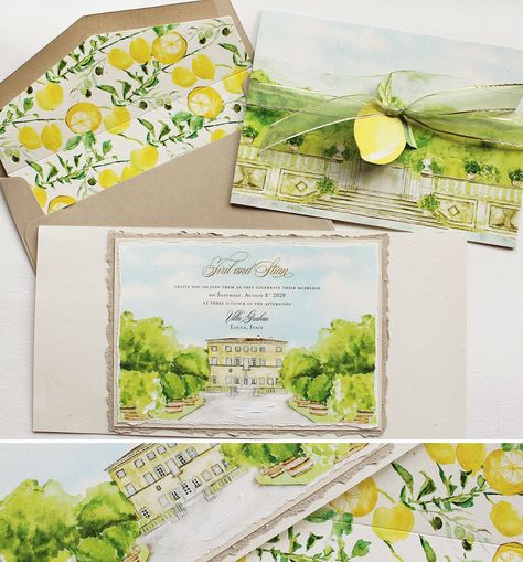 Watercolor Villa Grabau Venue Illustration Wedding Invitations Villa Grabau, Hand Painted Invitations, Painted Wedding Invitation, Event Stationery, Taylor Wedding, Unique Wedding Stationery, Venue Illustration, Wedding Logistics, Beach Theme Wedding Invitations