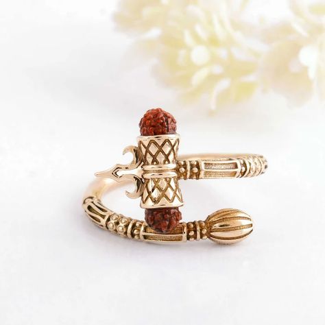 Vintage Customized Design Shiva Trident Trishul Ring,925 Sterling Silver, Excellent Adjustable Rudraksha Ring Band Unisex Jewelry - Etsy Shiva Trident, Shiva Trishul, Ring Indian, Unique Silver Rings, Earring Cards, Old Jewelry, Boho Ring, Silver Rings Handmade, Unisex Jewelry