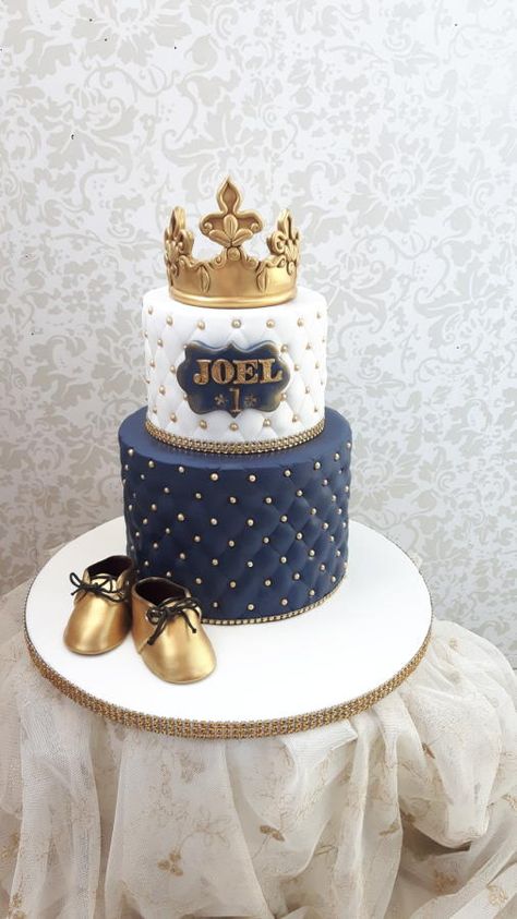 Prinse  Joel one birthday cakes  by nebibe Prince Baby Shower Cake, Prince Cake, Boys 1st Birthday Cake, Baby Boy Birthday Cake, Baby First Birthday Cake, Baby Boy 1st Birthday Party, Torte Cupcake, Cupcakes Decorados, 1st Birthday Cakes