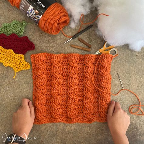 Crochet Halloween Costumes, Crochet Halloween Costume, Crochet Cable Stitch, Fall Crafting, Plaid Crochet, Fall Crochet Patterns, Back Post Double Crochet, Crochet Halloween, Crochet Cable