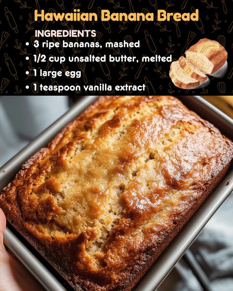 Hawaiian Banana Bread Hawaiian Banana Bread Recipe Easy, Recipes Made With Bananas, Banana Bread With Banana Pudding, Hawaii Bread Recipes, Banana Bread With Pineapple Recipe, Banana Bread Breakfast Cookies, Recipes With Bananas Easy, Yeast Banana Bread, Hawaiian Bread Recipes