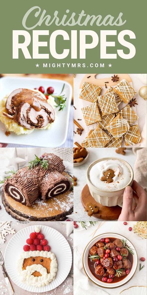 Festive Christmas Recipes Healthy Holiday Treats Christmas, Breakfast Casserole Cinnamon Roll, Yule Log Cake Christmas, Log Cake Christmas, White Christmas Cocktail, Christmas Casseroles, Yule Recipes, Morning Breakfast Casserole, Cookies With Buttercream Frosting