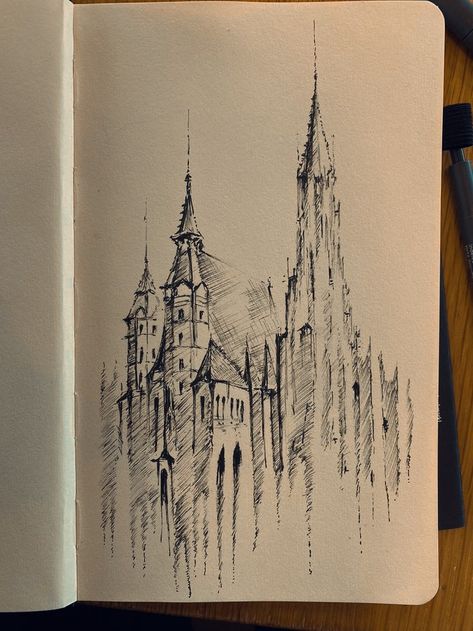 Art Buildings, Gothic Drawings, Art Content, Sketch Practice, Architecture Drawing Sketchbooks, الفن الرقمي, Inspo Art, Animal Rabbit, Coquette Room