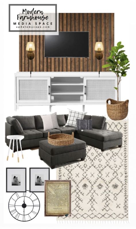 Modern Farmhouse Living Room Sofas, Decoration Living Room Ideas, Mood Board Living Room, Minimalist Living Room Decor, Modern Farmhouse Living Room, Open Living Room, Sofa Chaise, Ideas Living Room, Living Room Inspo