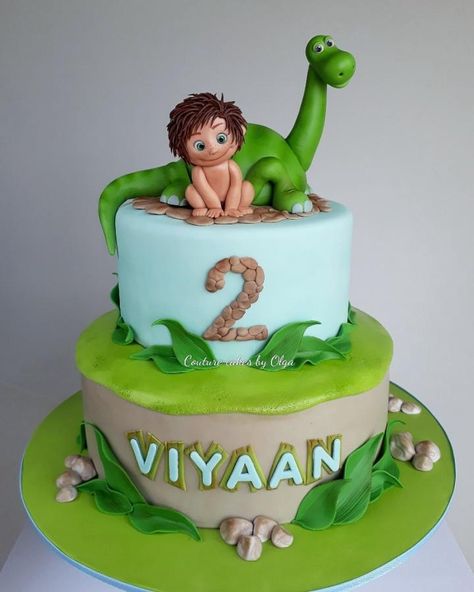 Good dinosaur - cake by Couture cakes by Olga Dinosaurus Cake, Dinosaur Cakes For Boys, The Good Dinosaur Cake, Dinasour Birthday, Dino Birthday Cake, Dinosaur Birthday Theme, Dino Cake, Good Dinosaur, Dinosaur Birthday Cakes