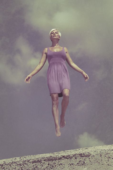 Angel Sculpture Art, Purple Clouds, Clouds Art, Levitation Photography, People Fly, Surrealism Photography, Standing Poses, Human Poses Reference, Figure Poses