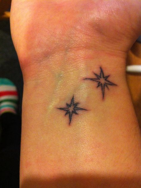 the dual neverland stars - this is totally what i'm getting Neverland Star Tattoo, North Star Tattoos, Star Tattoos For Men, Star Tattoo Meaning, Small Star Tattoos, Second Star To The Right, Stars Tattoo, Star Tattoo Designs, Star Tattoo