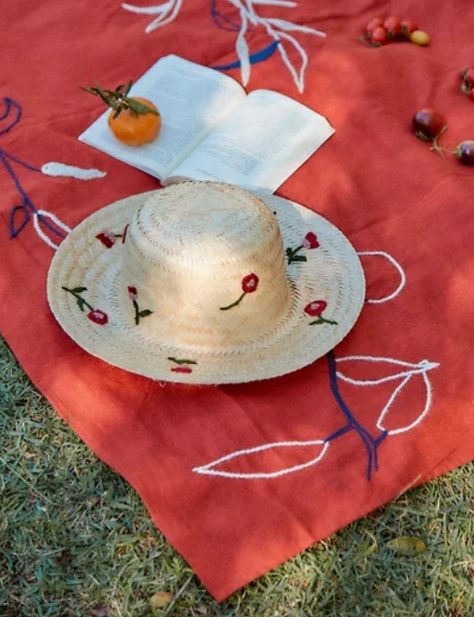 Straw Hat, Floppy Hat, Hand Embroidery, Straw, Embroidery, Hats