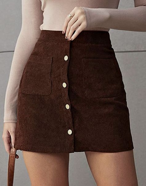 A Line Corduroy Skirt, Short Corduroy Skirt Outfit, Courderoy Skirt Outfits Women, Buttoned Skirt Outfit, Cordory Skirt Outfit, Courdory Skirt Outfits, Corduroy Mini Skirt Outfit, A-line Skirt, Cordoury Skirt