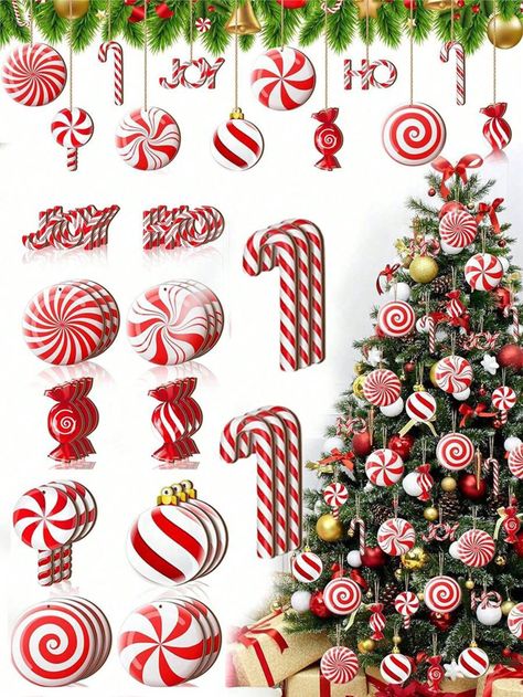 12/24/36 Pcs Christmas Decorations - Wooden Candy Canes, Lollipops, Suitable For Christmas Tree, Holiday Home, Party, Cafe, Supermarket Decoration Multicolor    WPC     Home Decor, size features are:Bust: ,Length: ,Sleeve Length: Cane Decorations, Velvet Christmas Bow, Christmas Candy Cane Decorations, Candy Cane Decorations, Candy Cane Christmas Tree, Peppermint Christmas, Candy Cane Ornament, Outdoor Party Decorations, Hanging Christmas Tree