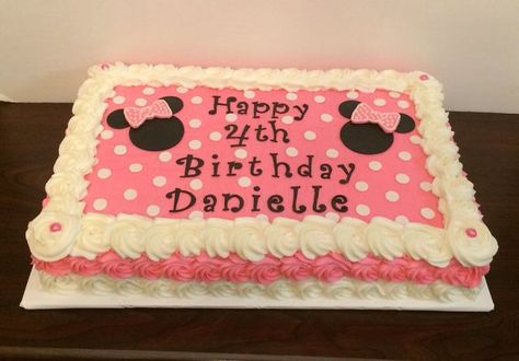 Minnie Mouse Sheet Cake, Baby Shower Cake For Girls, Buttercream Rosettes, Minnie Mouse Birthday Theme, Mickey Mouse Bday, Twodles Birthday, Minnie Mouse Birthday Cakes, Birthday Sheet Cakes, Bolo Minnie