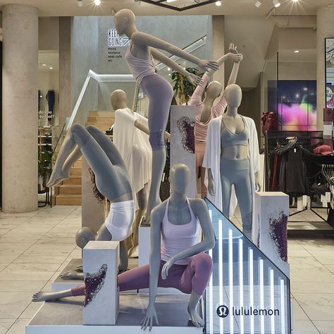 Check out this recent instore VM scheme @weareluckyfox collaborated on with @lululemonuk for their flagship store in Regent Street, London. #retaildisplay #vmlife #athleisure #yoga #lululemon #visualmerchandising #visualmerchandiser #vmdaily Lingerie Stores, Lululemon Store, Store Mannequins, Mannequin For Sale, Fashion Mannequin, Display Mannequins, Clothing Store Design, Retail Lighting, Visual Merchandising Displays