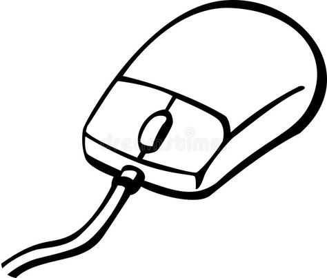 Mouse Drawing Computer, Input Devices Of Computer Drawing, Computer Mouse Sketch, Computer Clipart, Mouse For Computer, Mouse Vector, Wall Painting Flowers, Simple Objects, Computer Drawing