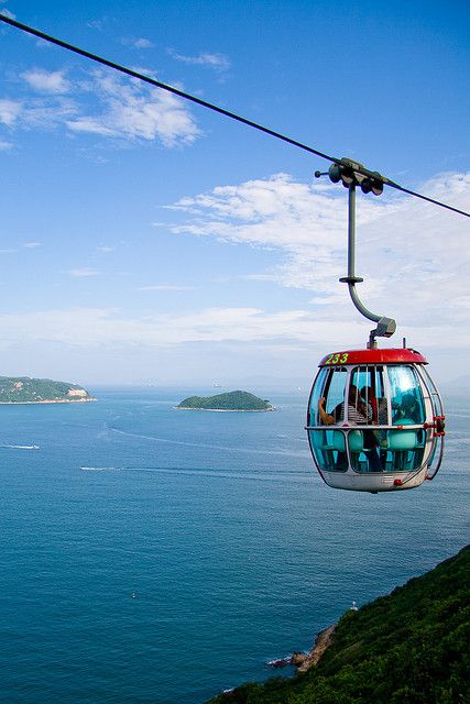 Cable Car at Ocean Park, Hong Kong.  Ocean Park was the amusement park when we were there, long before Disneyland arrived. Ocean Park Hong Kong, Europa Park, Hong Kong Travel, Ocean Park, Halong Bay, Cable Car, China Travel, Oh The Places Youll Go, Holiday Destinations