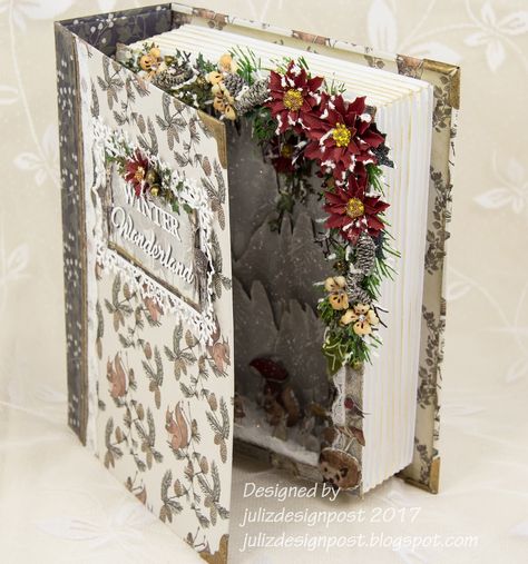 Hi everyone, today for my DT post with Craft Consortium I am so pleased to be finally able to share with you all my first project us... Spring Craft Fair Ideas, Book Centerpiece, Tunnel Cards, Craft Consortium, Book Centerpieces, Christmas Mini Albums, Scrapbook Box, 3d Book, Christmas Challenge