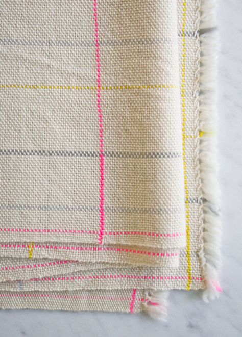 Woven Plaid Scarf | Purl Soho - Create Weaving Towels, Cricket Loom, Weaving Scarfs, Summer Blush, Purl Bee, Minimal Boho, Weaving Ideas, Woven Scarf, Heddle Loom