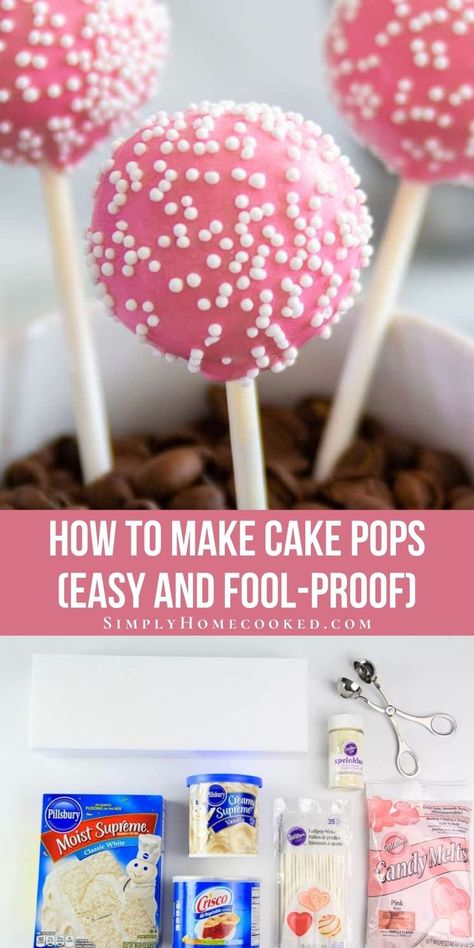 Learn how to make cake pops right at home! This easy and fool-proof cake pop recipe is guaranteed to come out perfect every time! These delicious candy-coated cake balls make a great party favor for just about any gathering. Make Cake Pops Easy, Cake Pop Recipe Easy, Oreo Cake Pops, Make Cake Pops, Diy Cake Pops, Cake Ball Recipes, Cake Pops How To Make, Cake Pop Sticks, Cake Pop Recipe