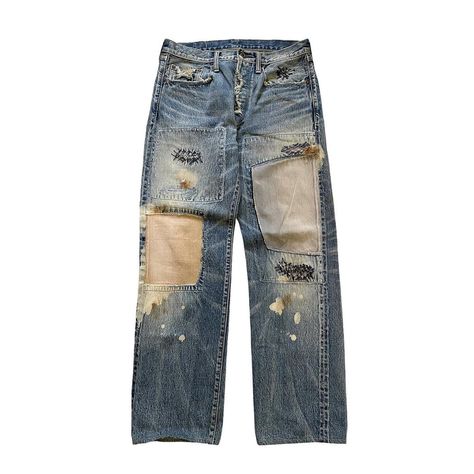 Kapital Patchwork Jeans, Repaired Denim, Kapital Denim, Denim Repair, Patchwork Jeans, Denim Patches, Denim Patchwork, Mens Denim Short, Brand Colors