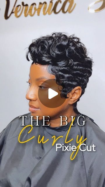 Veronica B on Instagram: "Book the look booking  link in my bio.  S E R V I C E :  The Big Curly Pixie Cut quick weave.   I A M T H E R E A L V E R O N I C A B.✂️ . . . . .  #explorepage✨  #atlanta #atlantaweave #alopecia #mariettahairstylist #quickweave #naturalhairstyles #atlantahairstylist  #quickweavesatlanta #atlantaquickweaves  #shorthair #blessedhands #mariettahairstylist #jupoppin #hairloss  #texturedhaircut  #najahonhair™️ #jadawayda #boldholdlaceproducts #hairsalon #pixiecut  #pixie #jaydacheaves #explore #explorepages #hairtransformation #jaydahair #quickweaves #reels #treading" Pixie Quick Weave, Quick Weave Pixie Cut, Pixie Cut Quick Weave, Quick Weave Curly, Curly Pixie Cut, Textured Haircut, Curly Pixie Cuts, Big Curls, Curly Pixie