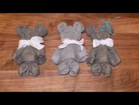 DIY Teddy Bear Washcloth Towel | How To Baby Shower Ideas - YouTube Teddy Bear Washcloth, Towel Reindeer, Bear Washcloth, Washcloth Teddy Bear, Baby Clothes Diy, Bee Diy, Washcloth Animals, Washcloth Crafts, Squishies Diy