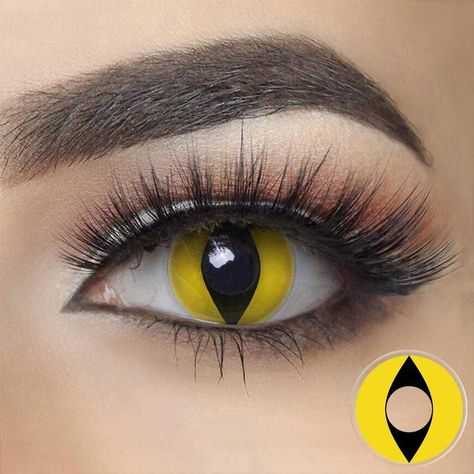 Cheshire Cat Cosplay, Cat Eye Contacts, Eyes Halloween, Punk Style Outfits, Eye Contacts, Eye Contact Lenses, Yellow Snake, Halloween Contact Lenses, Cosplay Contacts